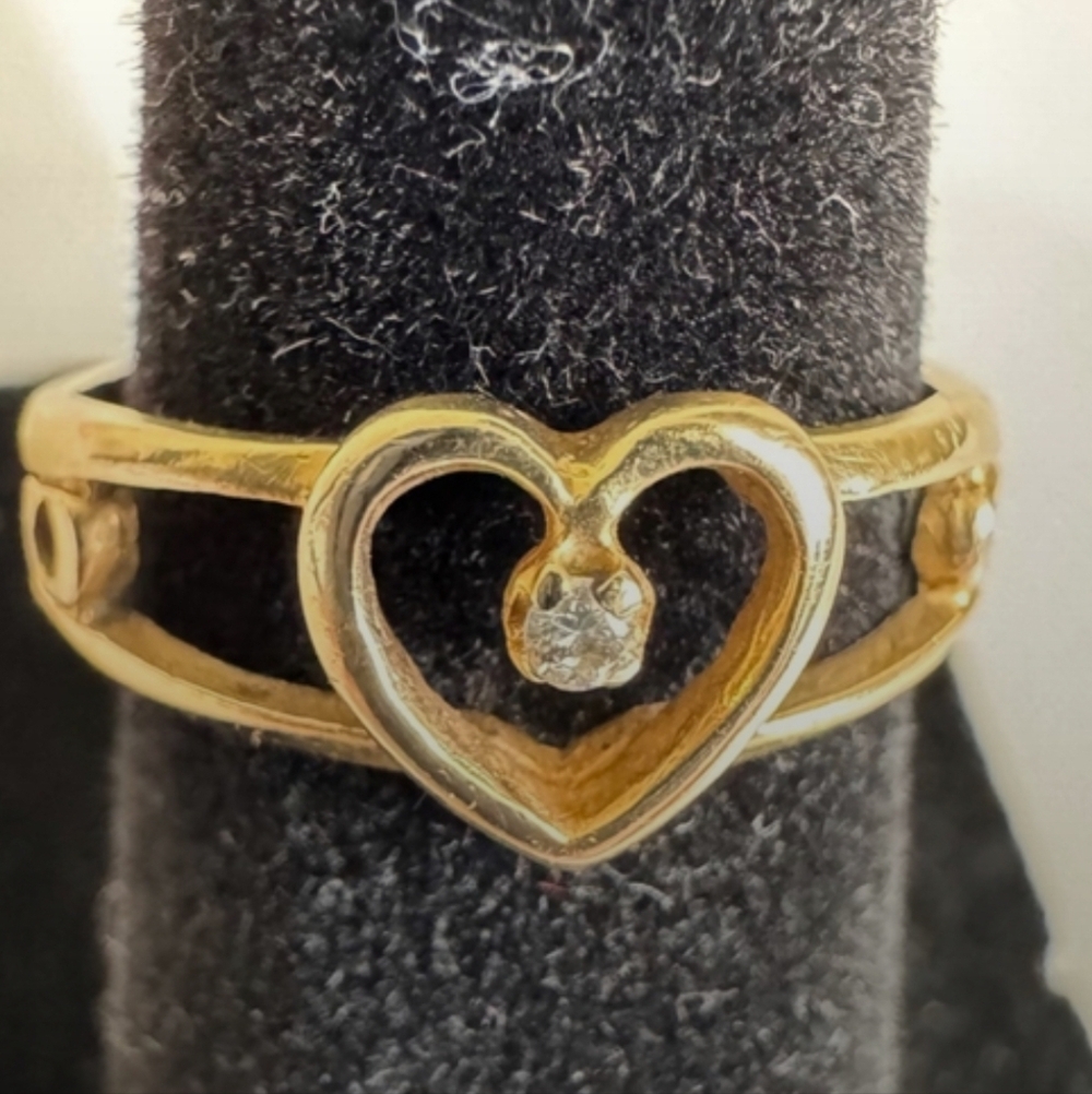 Gold Heart Ring with Diamond Accent